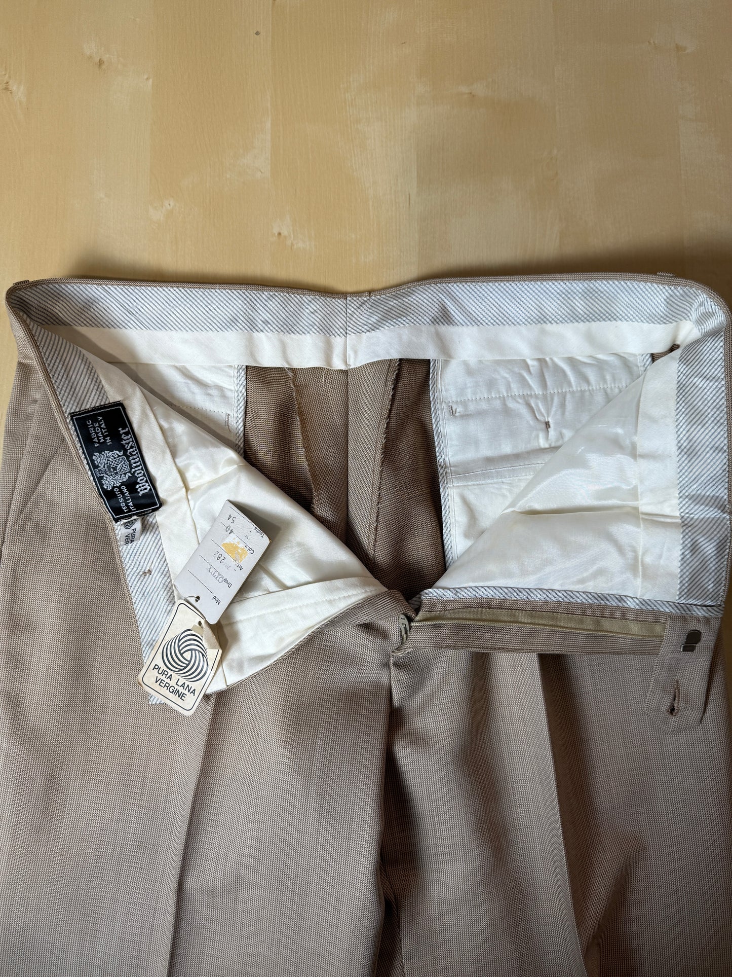 Pantaloni anni ‘70 lana pettinata beige (NOS) - tg. 52