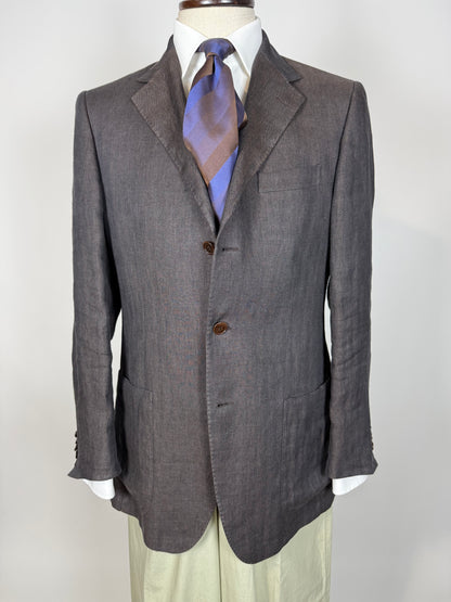 Giacca Cantarelli puro lino marrone herringbone - tg. 50