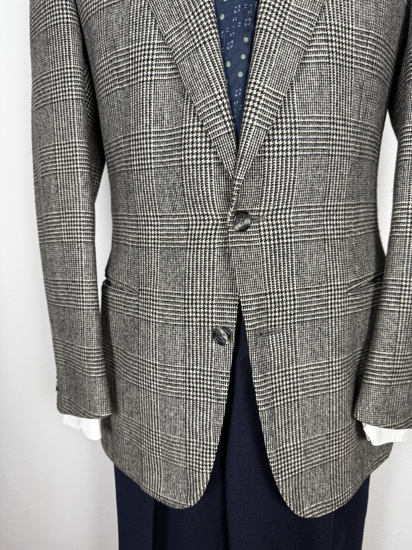 Giacca anni ‘70/‘80 in flanella principe di Galles scozzese - tg. 46