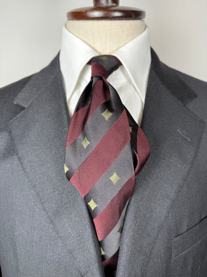 Cravatta Giorgio Armani regimental rossa e antracite con rombi