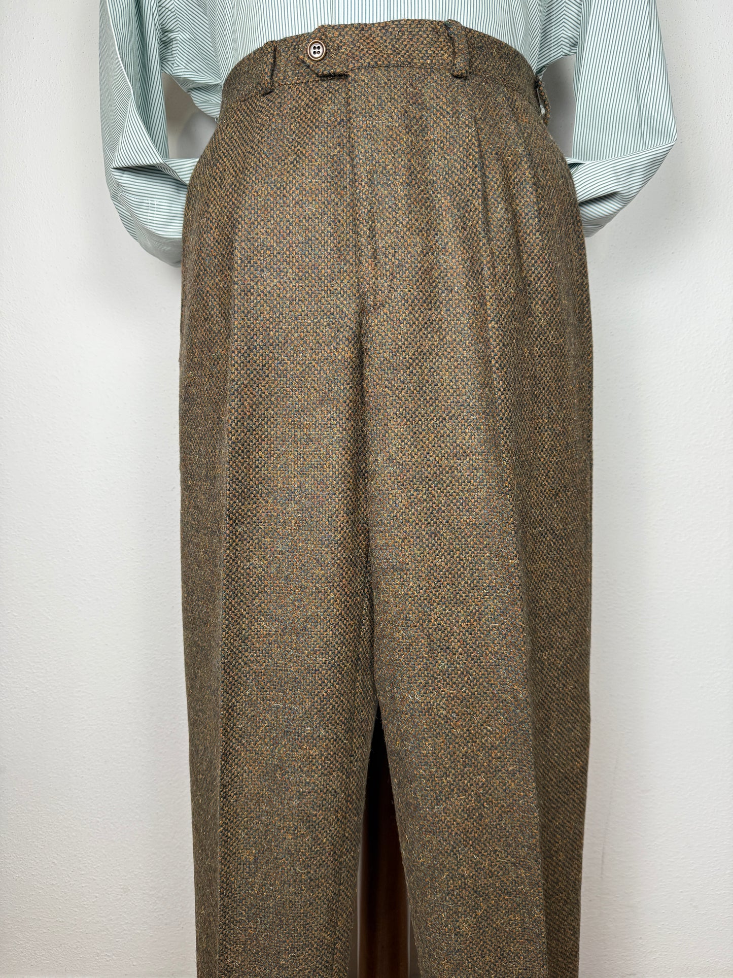 Pantaloni anni ‘70/‘80 in tweed cachi - tg. 46
