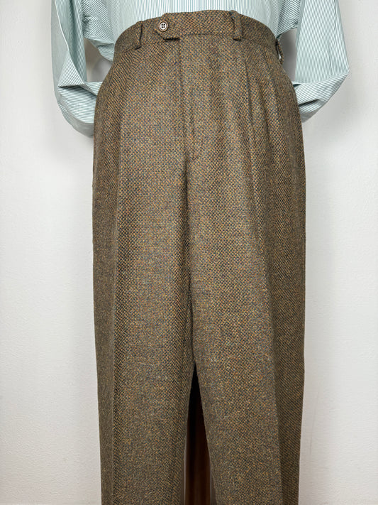 Pantaloni anni ‘70/‘80 in tweed cachi - tg. 46