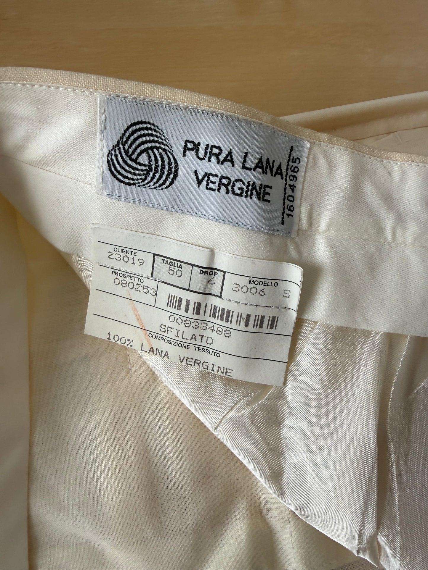 Pantaloni Pierre Cardin fresco lana avorio anni ‘80 (NOS) - tg. 50