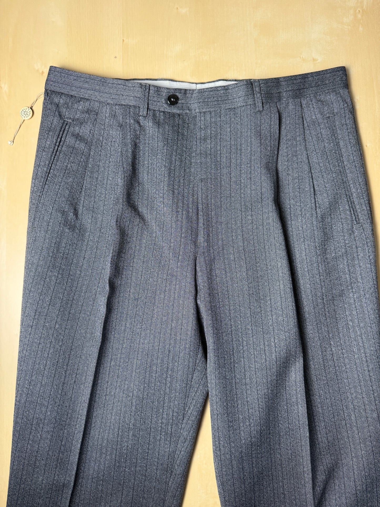 Pantaloni lana pettinata grigio gessato (NOS) - tg. 52