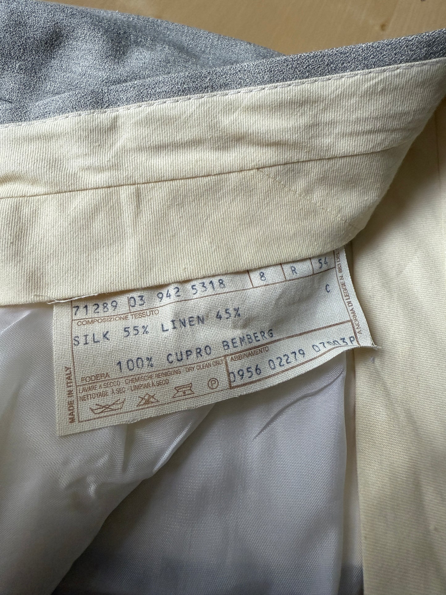 Panciotto damascato con pantalone abbinato in seta e lino - tg. 54