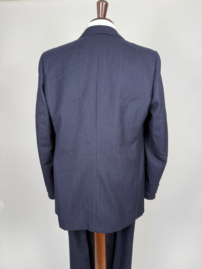 Completo Belvest doppiopetto anni ‘70 flanella blu gessato - tg. 50/52