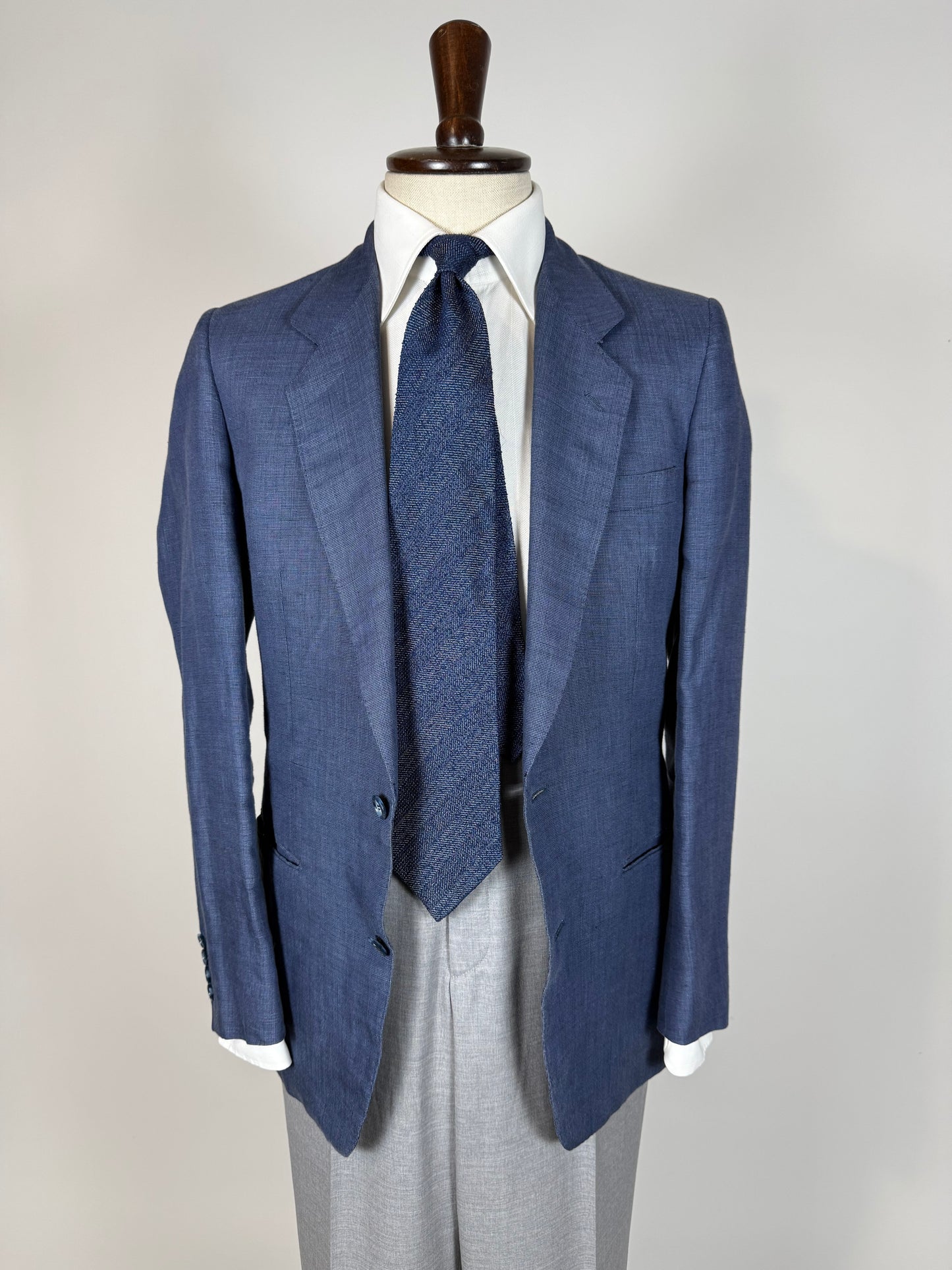 Giacca anni '70 in lino blu - tg. 44