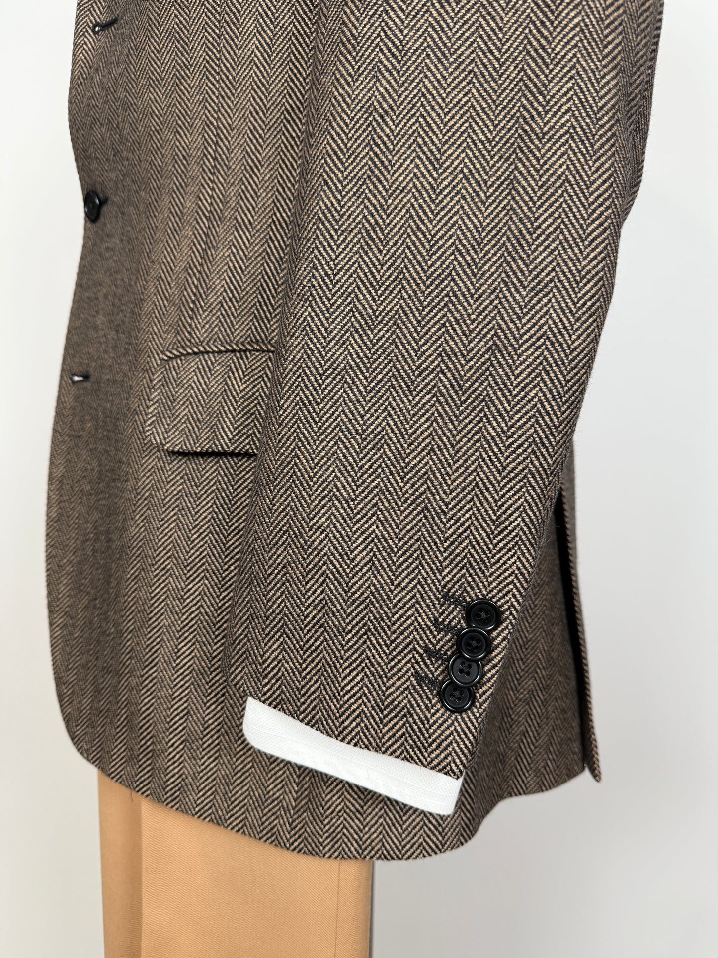 Giacca in puro cashmere marrone spigato - tg. 50