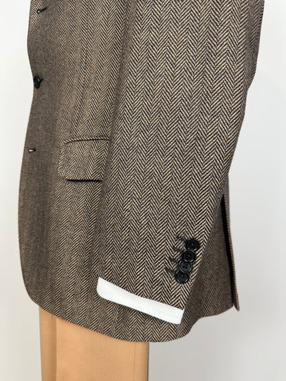 Giacca in puro cashmere marrone spigato - tg. 50