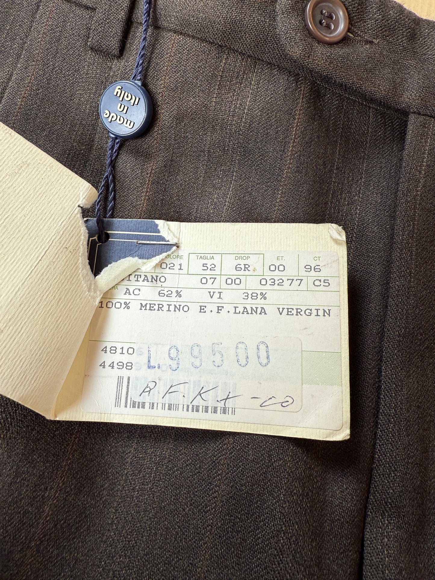 Pantaloni anni ‘80 flanella pettinata marrone scuro (NOS) - tg. 50