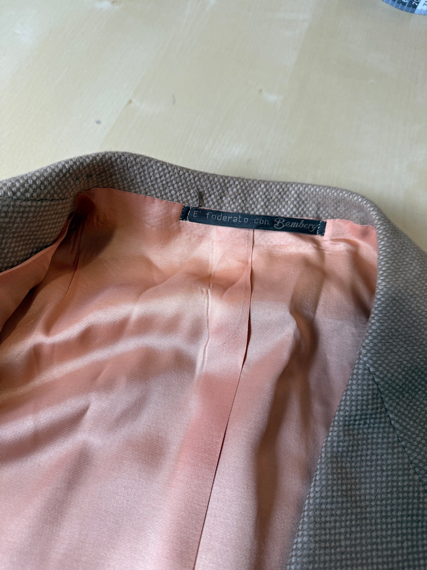 Giacca anni ‘60 sartoriale occhio di pernice color cammello - tg. 50/52