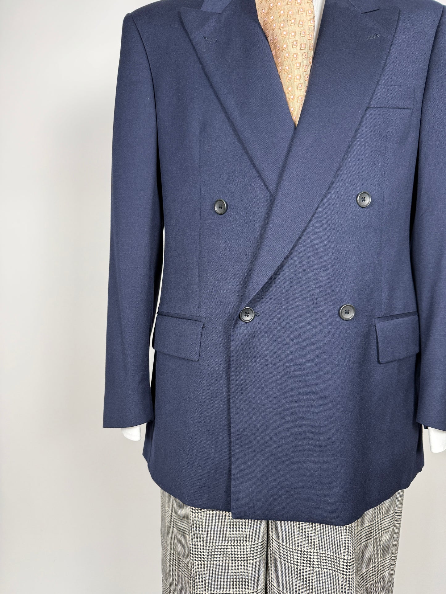 Giacca doppiopetto anni ‘80 flanella blu - tg. 50/52