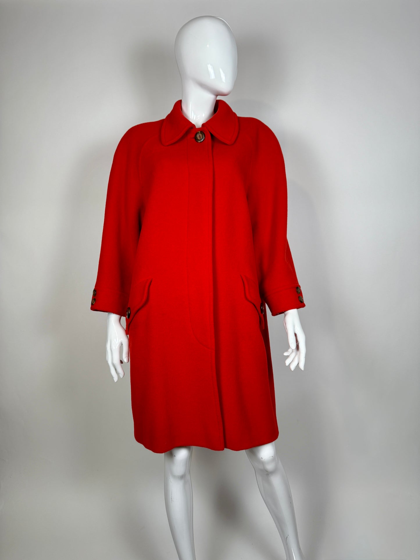 Cappotto anni ‘80 panno lana e mohair rosso scarlatto - tg. 44-46