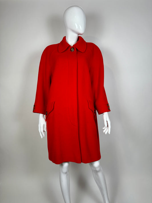 Cappotto anni ‘80 panno lana e mohair rosso scarlatto - tg. 44-46