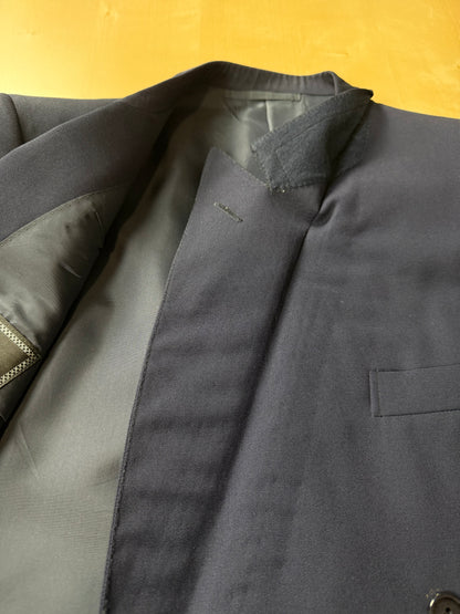 Completo doppiopetto anni '70/'80 twill lana pettinata blu - tg. 48