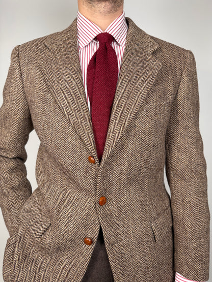 Giacca anni ‘90 in Harris Tweed marrone spigato - tg. 50