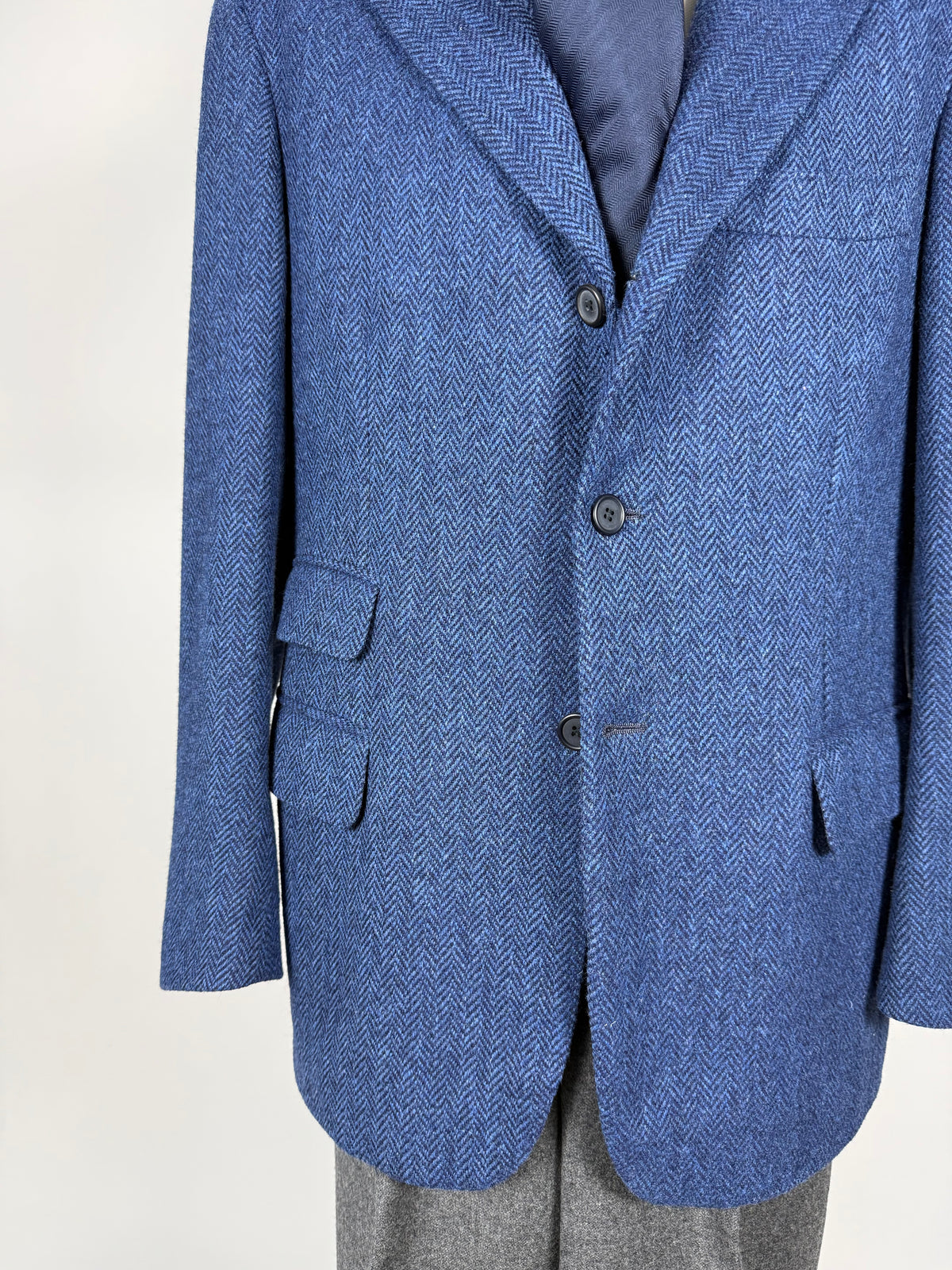 Giacca De Paz vintage tweed spigato blu - tg. 54