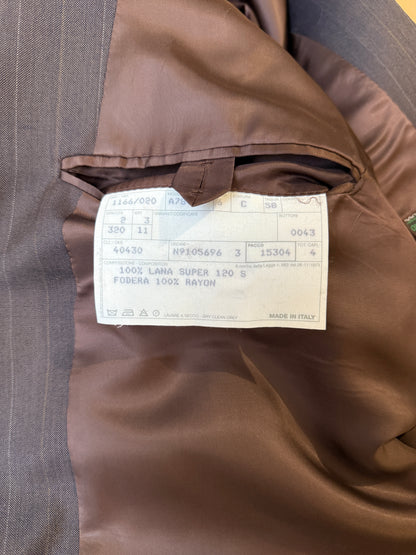 Completo Belvest anni '80 marrone gessato - tg. 56/58