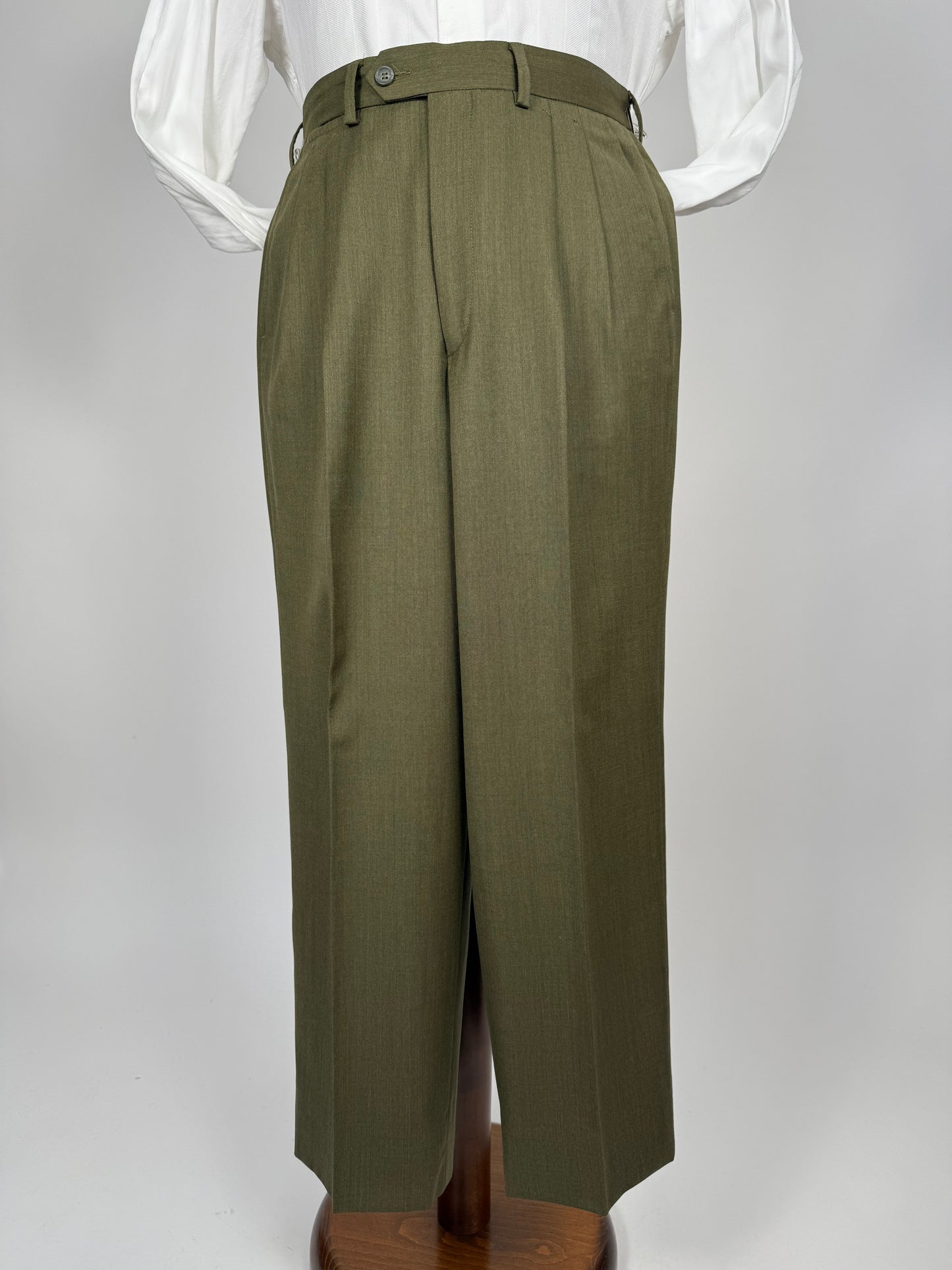 Completo anni ‘80 verde oliva lana pettinata E. Zegna - tg. 48/50