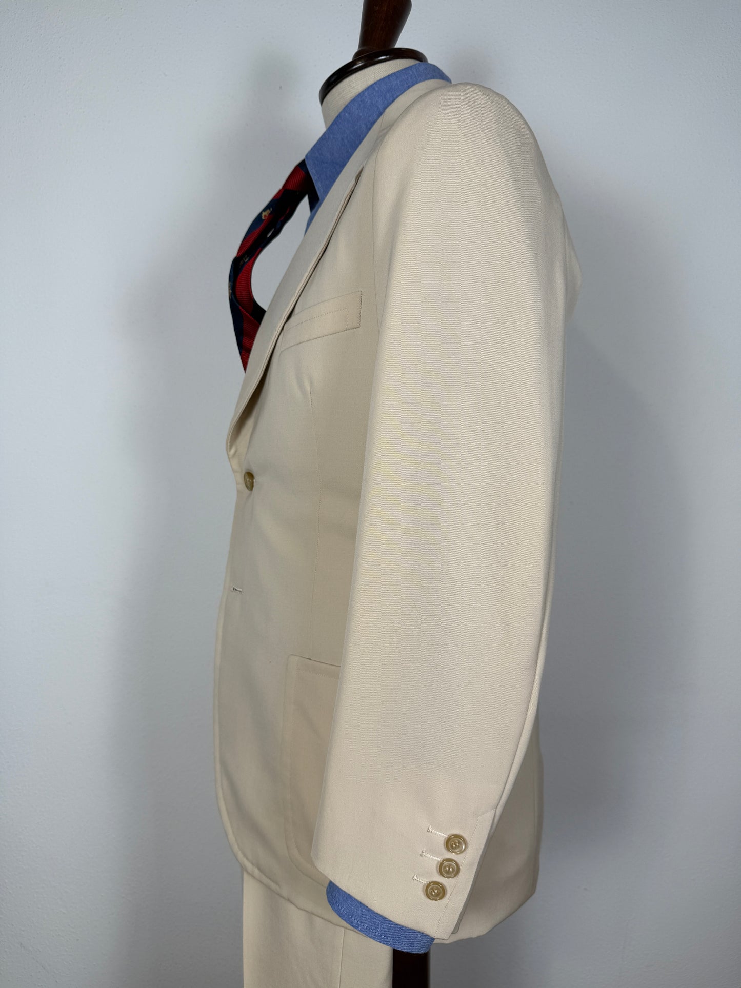 Completo sartoriale anni '70 a zampa in twill color panna - tg. 44/46