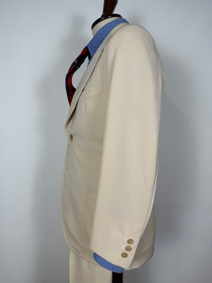 Completo sartoriale anni '70 a zampa in twill color panna - tg. 44/46