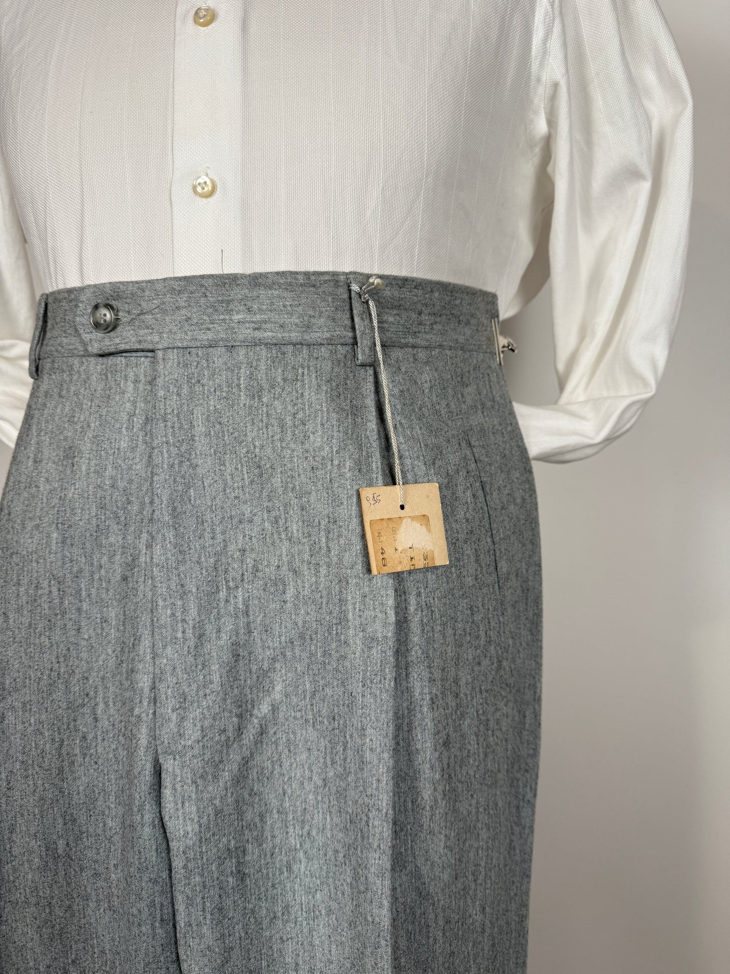 Pantaloni anni ‘80 flanella grigio chiaro (NOS) - tg. 48