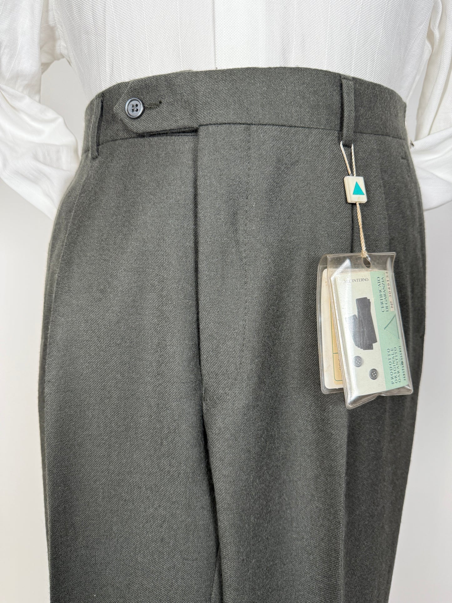 Pantaloni anni ‘70/‘80 in flanella verde scuro (NOS) - tg. 48