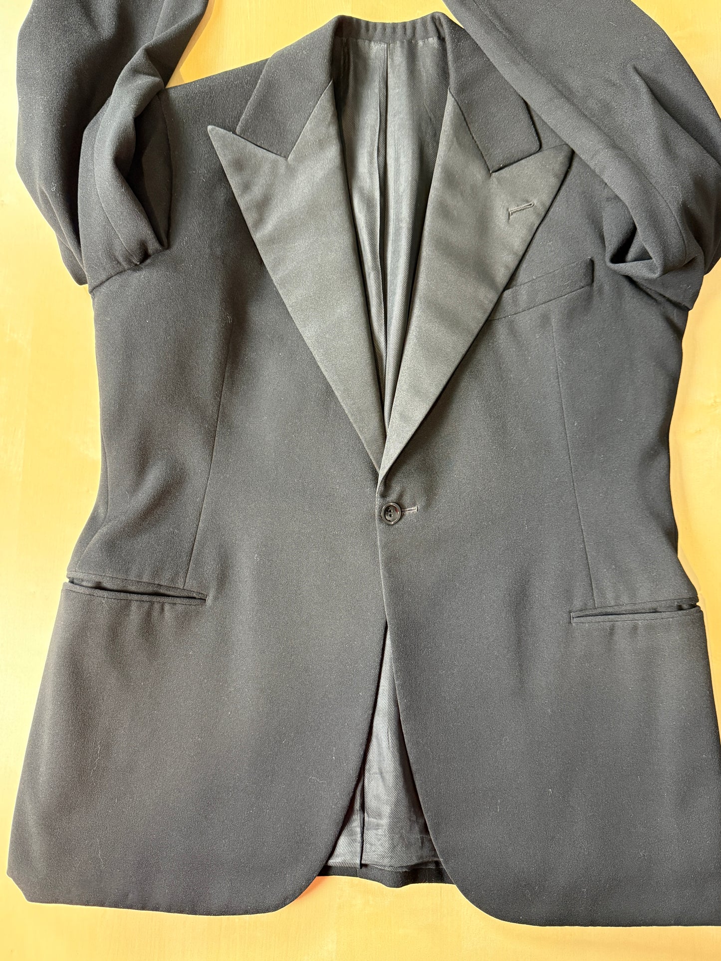 Smoking sartoriale anni ‘40/‘50 monopetto revers a lancia - tg. 46/48