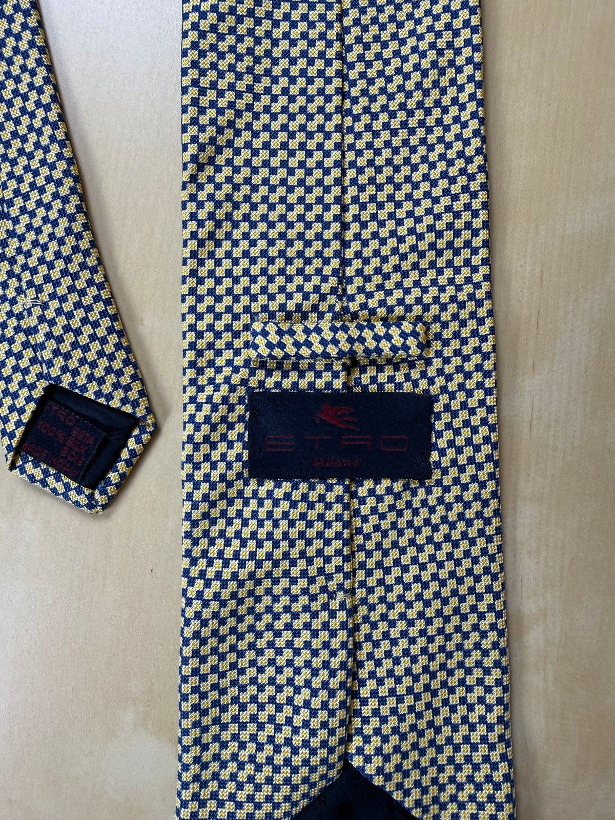 Cravatta Etro quadretti giallo e blu