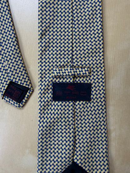 Cravatta Etro quadretti giallo e blu