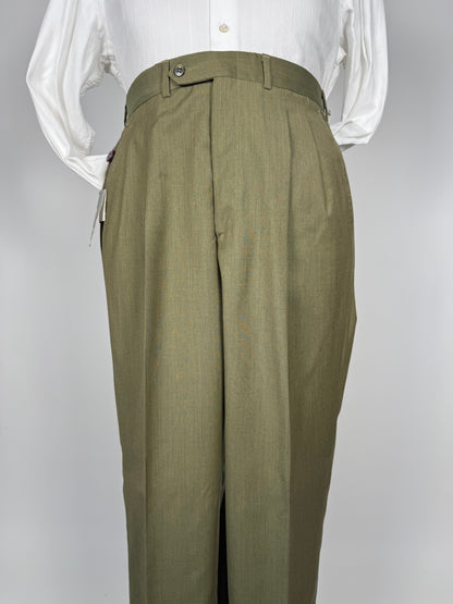 Pantaloni fresco lana verde oliva anni '80 NOS - tg. 50