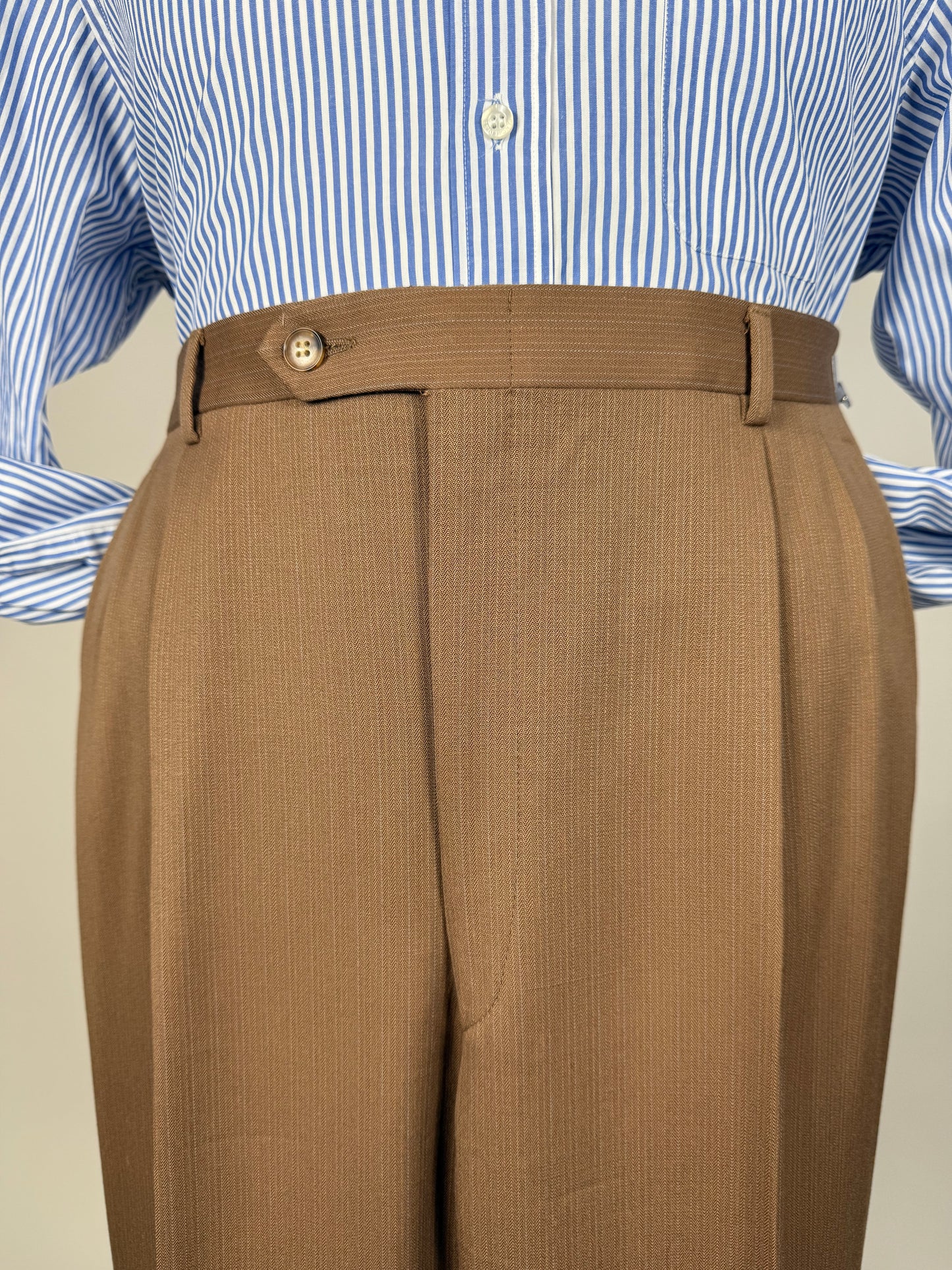 Completo Corneliani anni ‘70 lana pettinata marrone - tg. 48