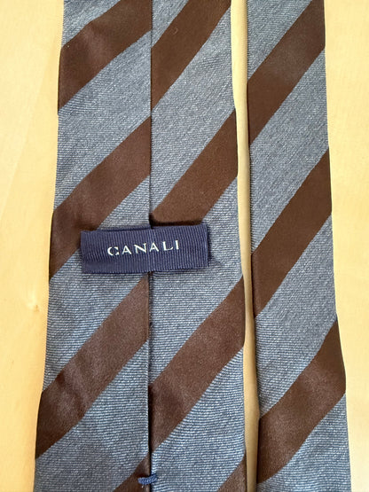 Cravatta Canali regimental marrone e grigio