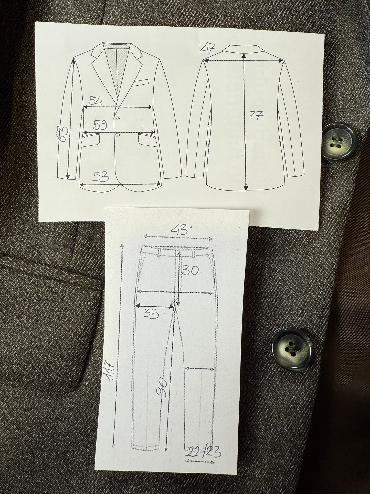 Completo anni ‘80 in covert verde/cachi (NOS) - tg. 48