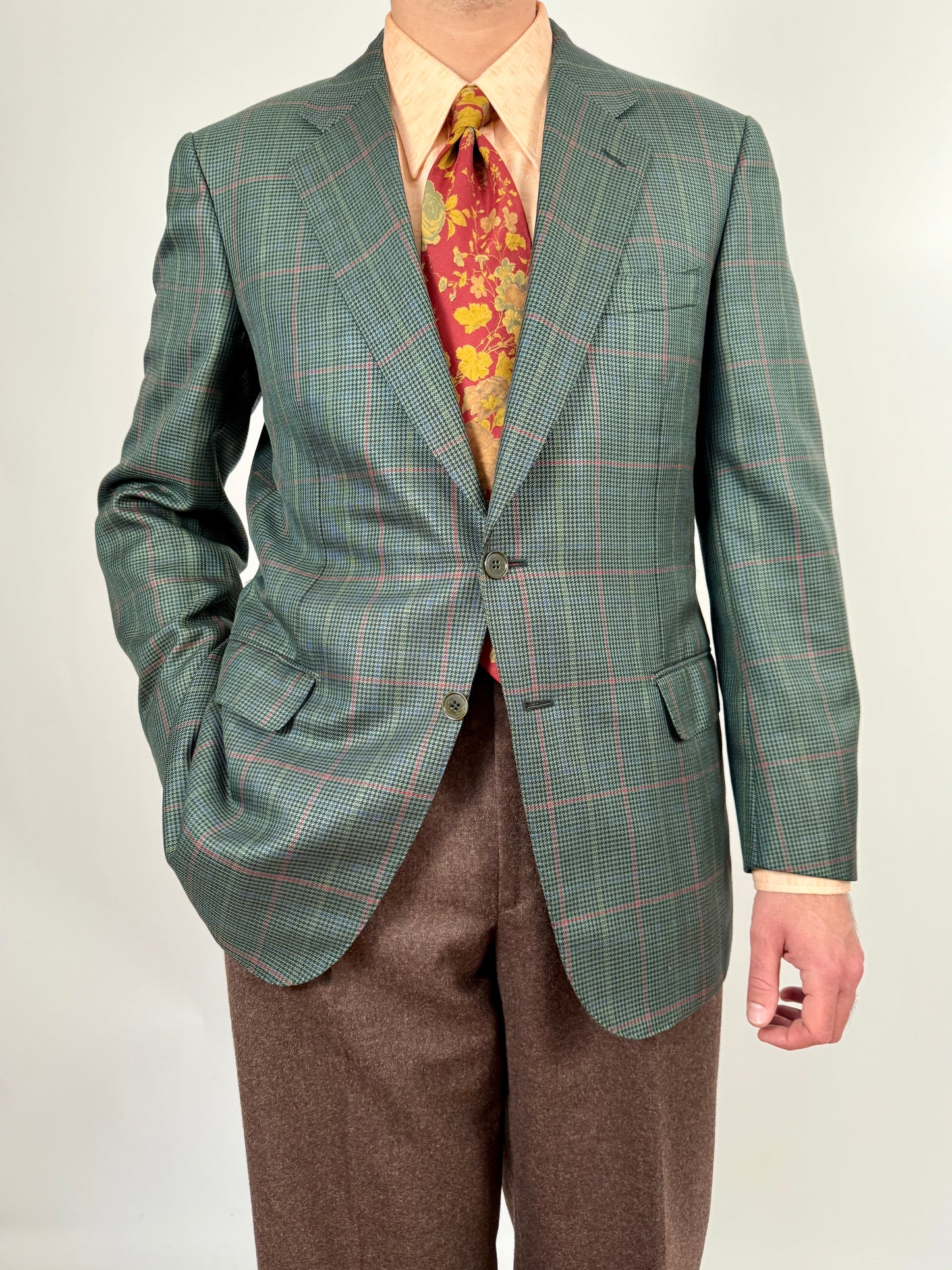 Giacca made-to-measure flanella pettinata pied-de-poule finestrato - tg. 50