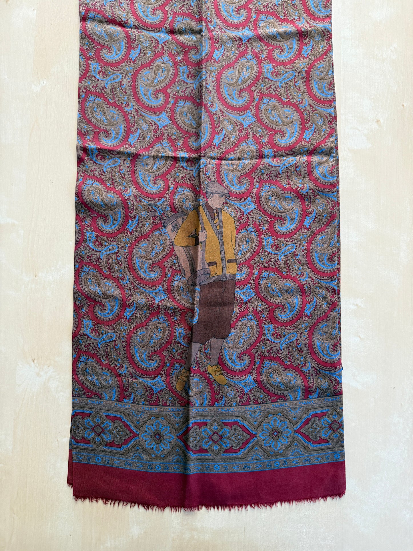 Sciarpa tubolare in seta paisley con giocatore di golf