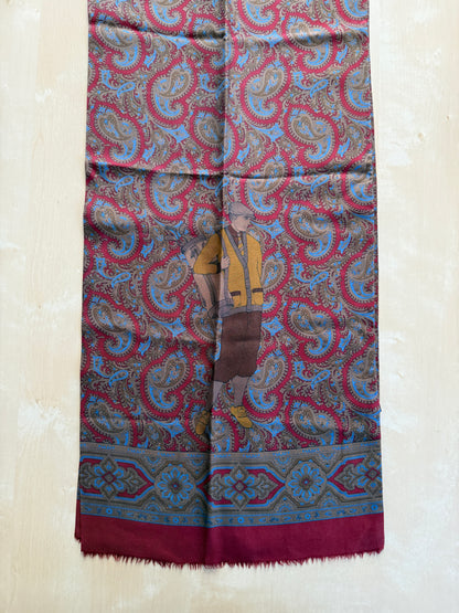 Sciarpa tubolare in seta paisley con giocatore di golf