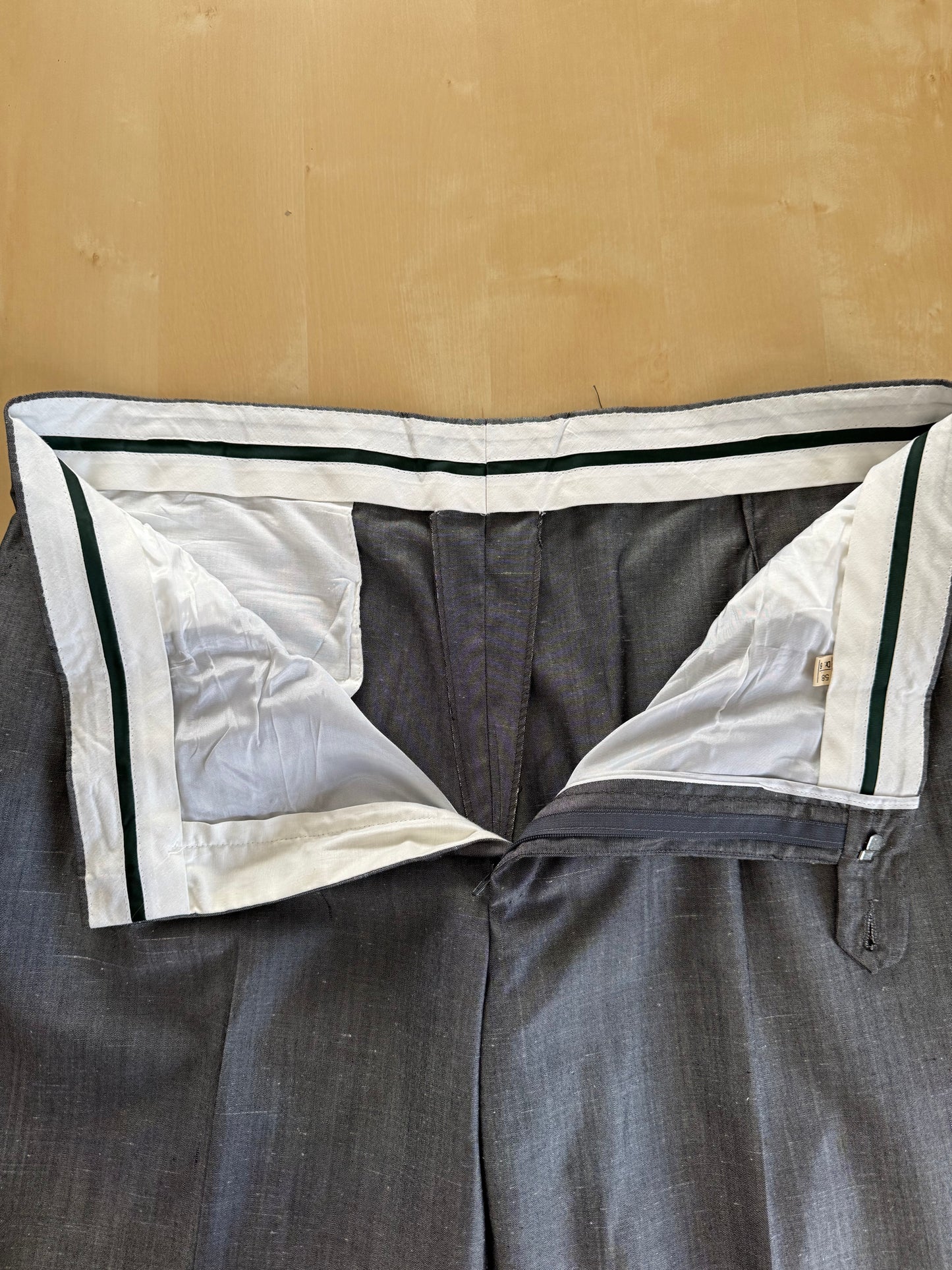 Completo anni '80 in seta shantung grigio - tg. 56/58