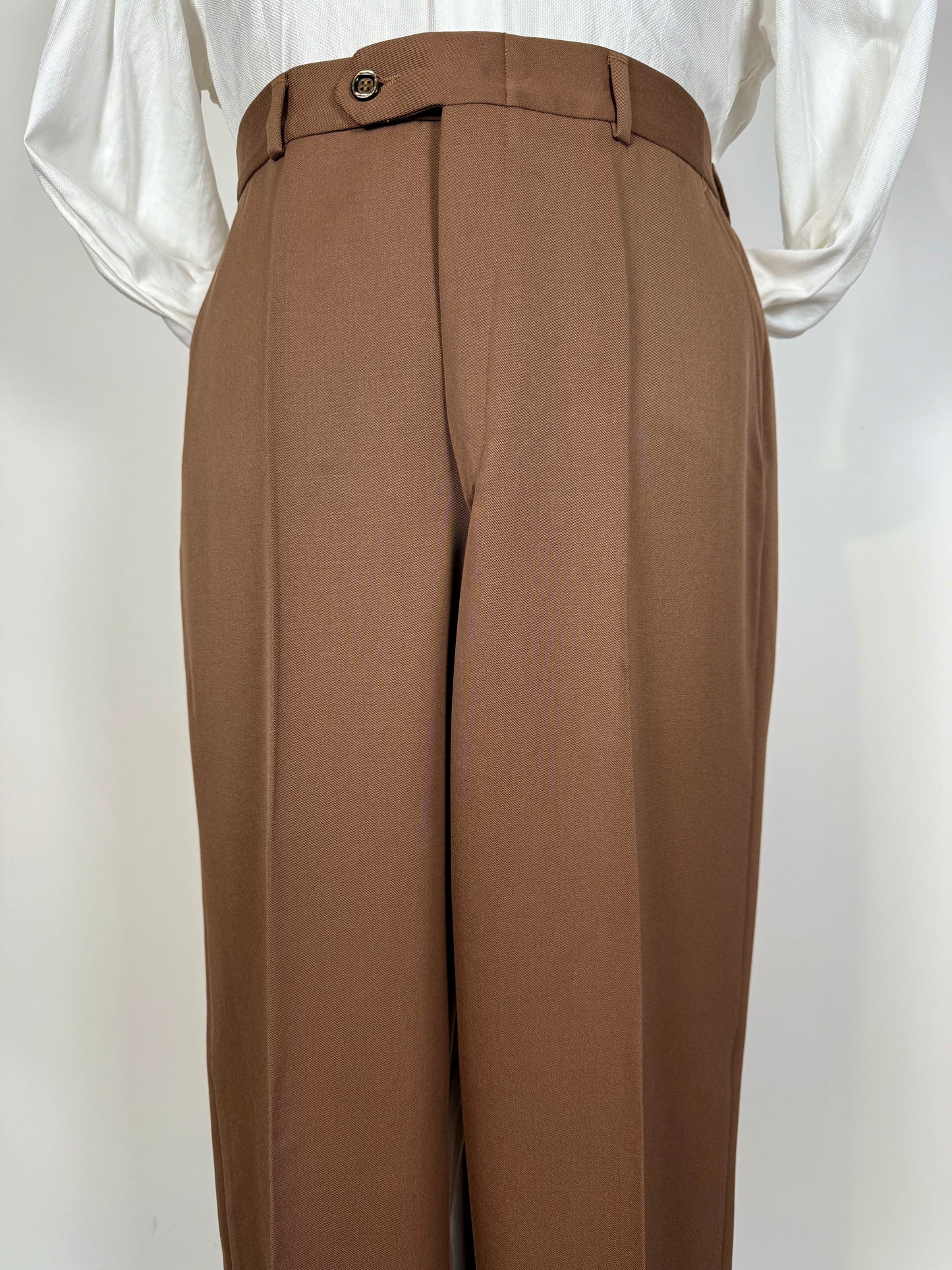 Pantaloni anni ‘70 in twill pettinato color cacao (NOS) - tg. 52
