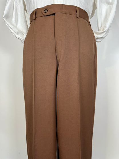 Pantaloni anni ‘70 in twill pettinato color cacao (NOS) - tg. 52