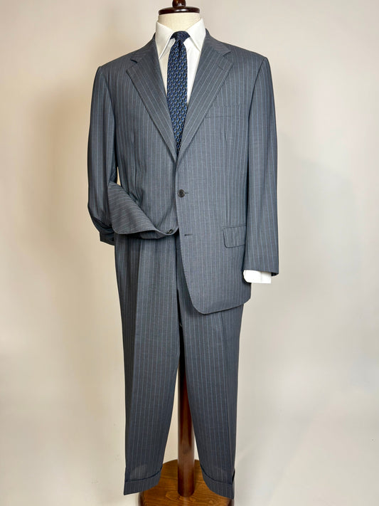 Completo Cantarelli anni ‘90 fresco lana grigio gessato - tg. 50