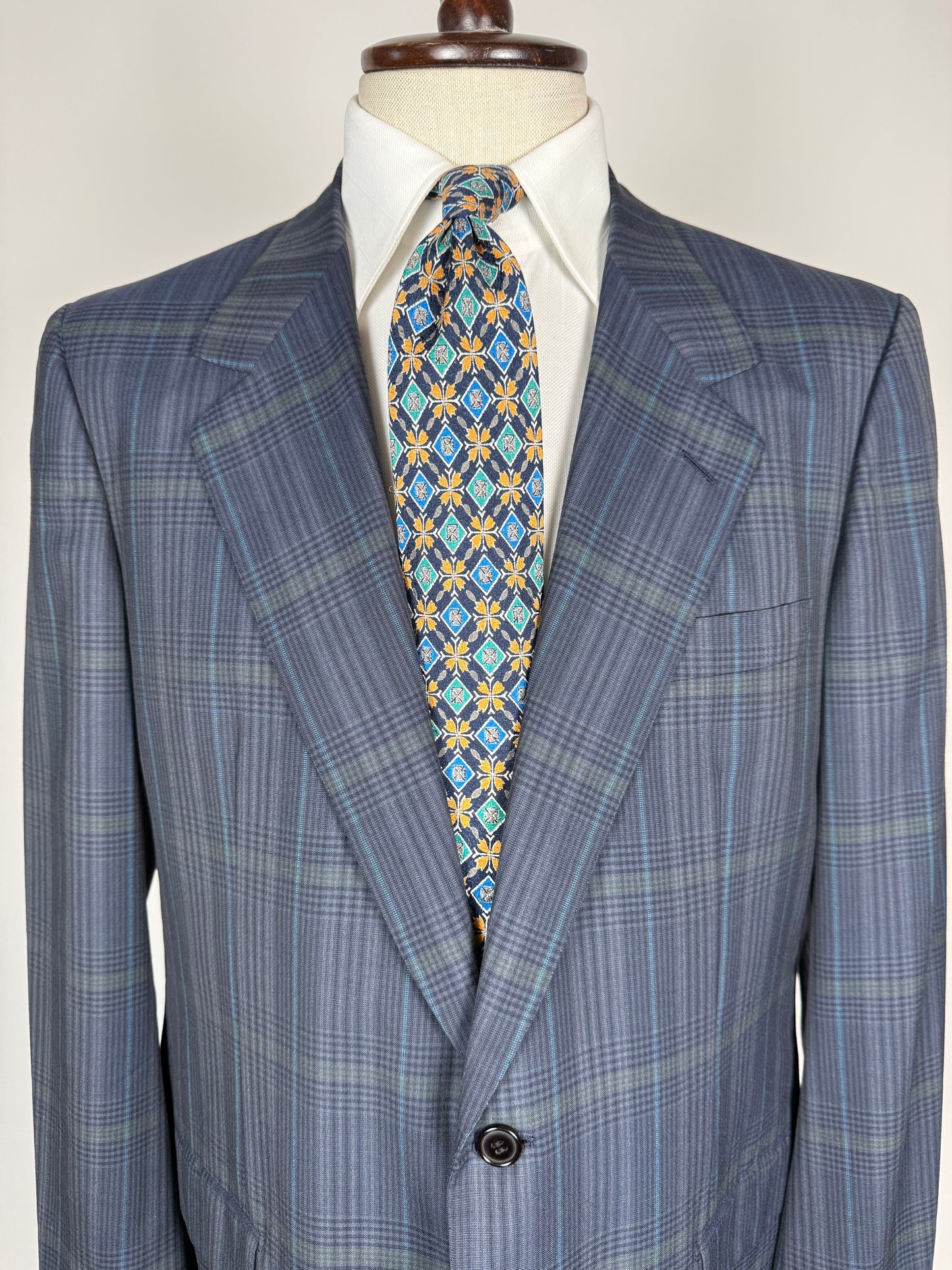 Giacca Brioni fresco lana tartan blu e verde - tg. 52
