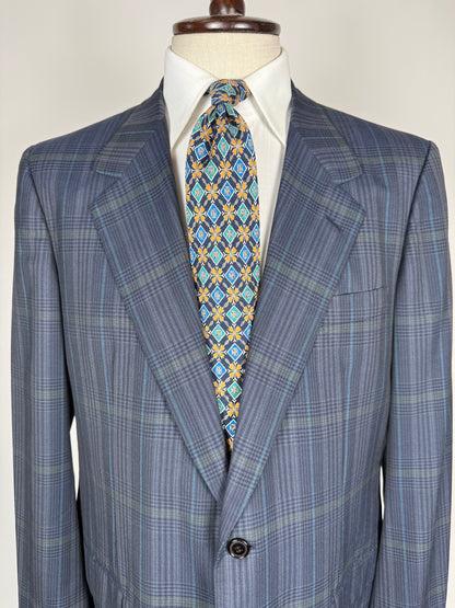 Giacca Brioni fresco lana tartan blu e verde - tg. 52