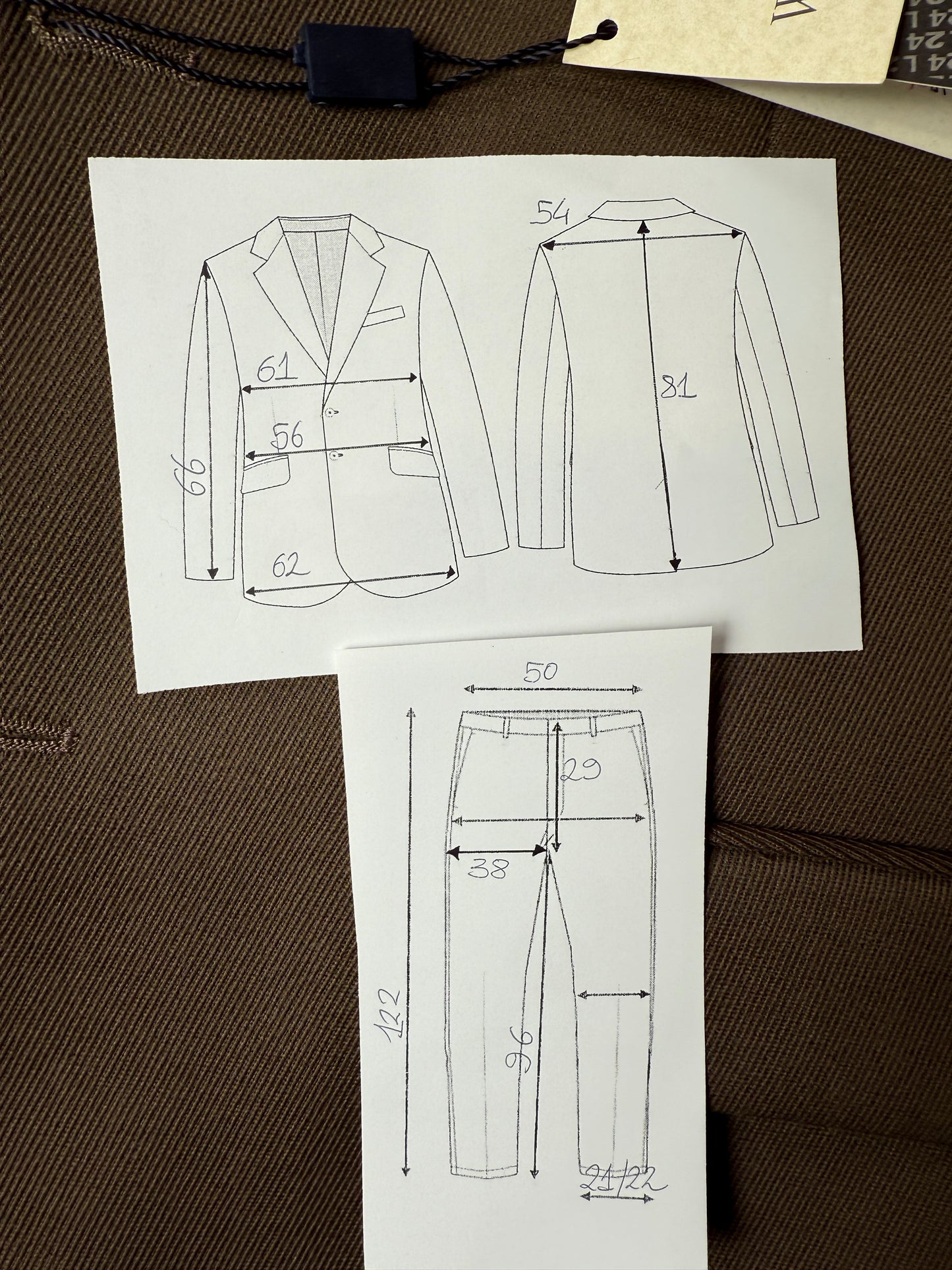 Completo anni ‘90 in twill marrone/cachi (NOS) - tg. 56