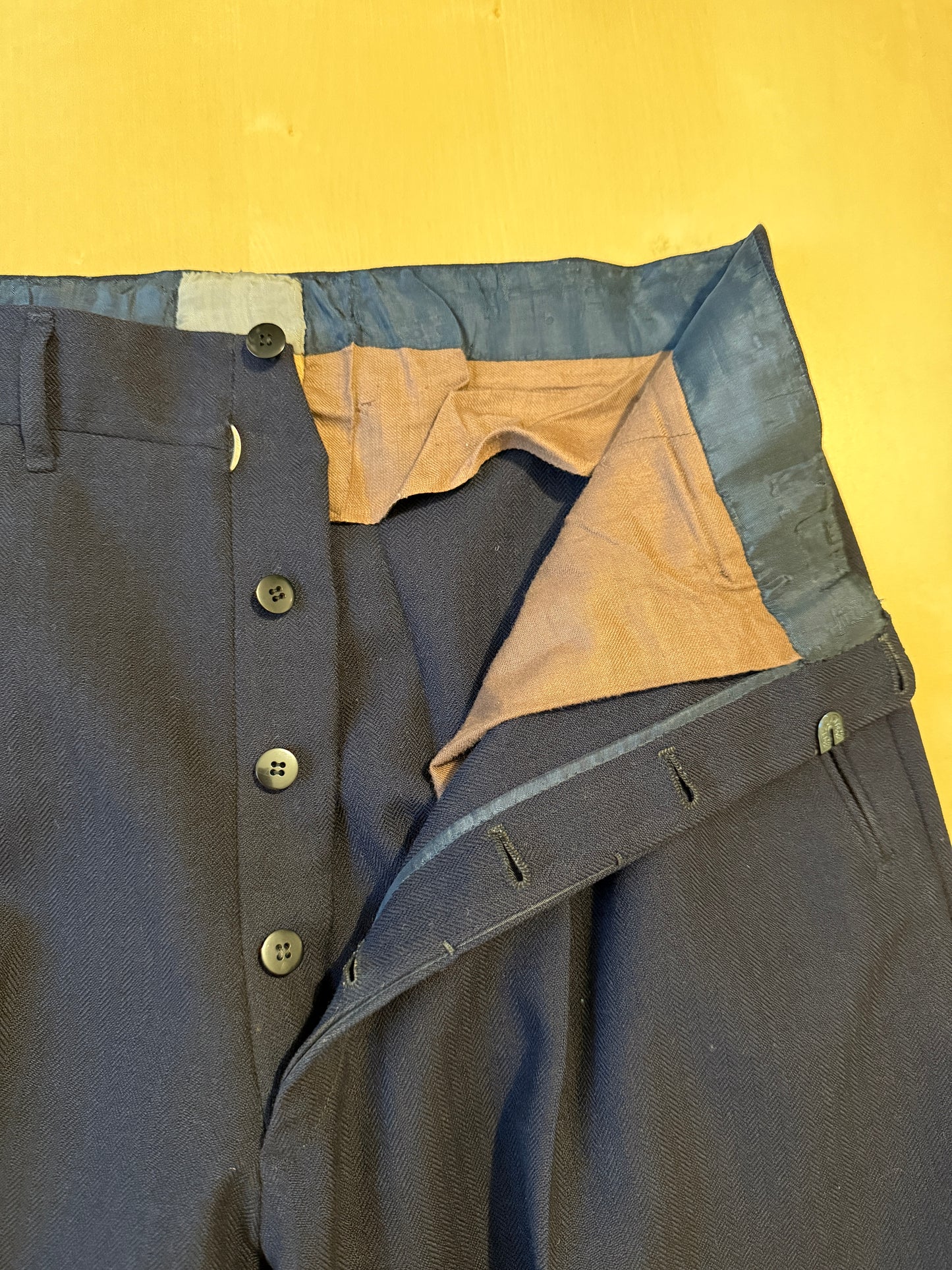 Completo doppiopetto sartoriale anni ‘40/‘50 blu spinato - tg. 46/48