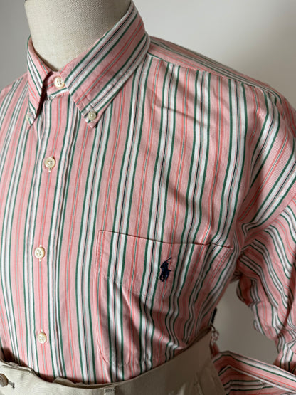Camicia Ralph Lauren righe rosa verdi -  L collo 42