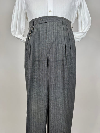 Pantaloni anni '80 fresco lana grigio a righe (NOS) - tg. 46