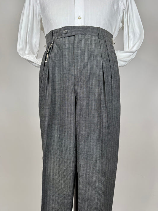 Pantaloni anni '80 fresco lana grigio a righe (NOS) - tg. 46