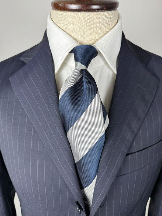 Cravatta regimental navy e argento