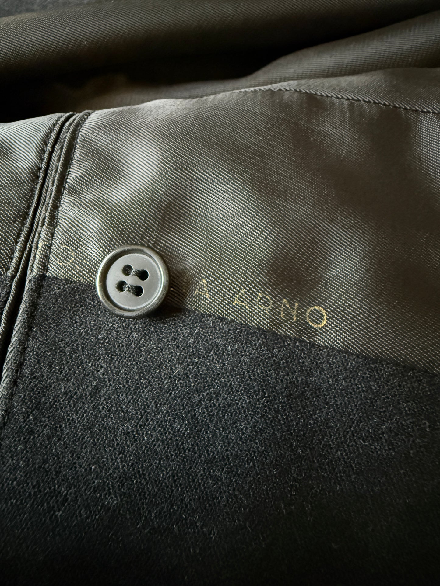 Completo 3 pezzi sartoriale anni ‘60/‘70 in flanella antracite - tg. 50